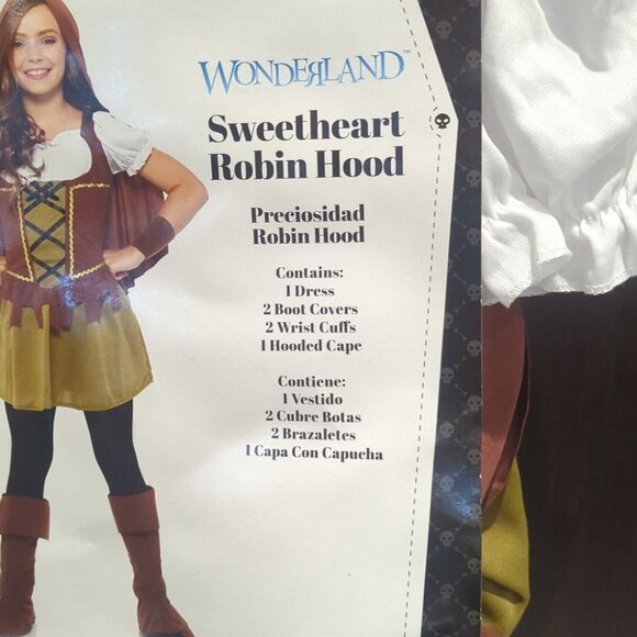WONDERLAND Sweetheart Robin Hood Costume - Brown, White, Gold - NWT 8-10 - Picture 3 of 5